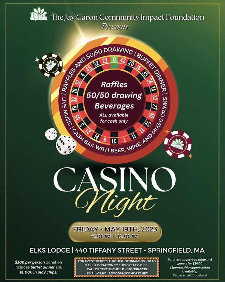 casino night poster jay caron community impact foundation